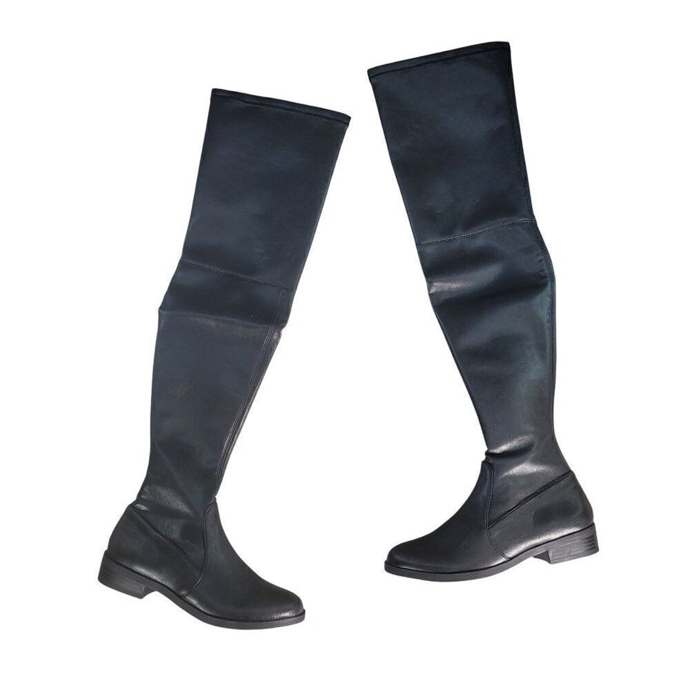 INC Irinaa Black Faux Suede Over Knee Boots Sz 5.5M